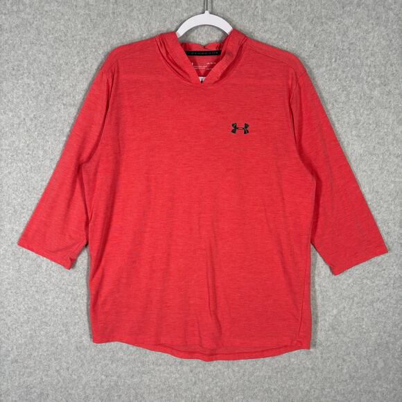 Under‎ Armour Shirt Womens Large Coral ColdGear Threadborne Hooded Thin Loose - Picture 1 of 10